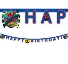 Banner i papp Spiderman med Happy Birthday Procos