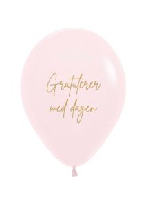 Ballonger Gratulerer med dagen Rosa 30cm, 12 PK