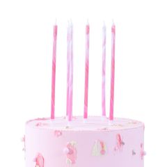 Kakelys Pink marble candles 6 stk, 15 cm